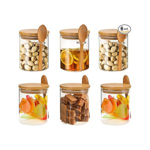 Paquete de 6 Tarros de vidrio para almacenamiento de alimentos