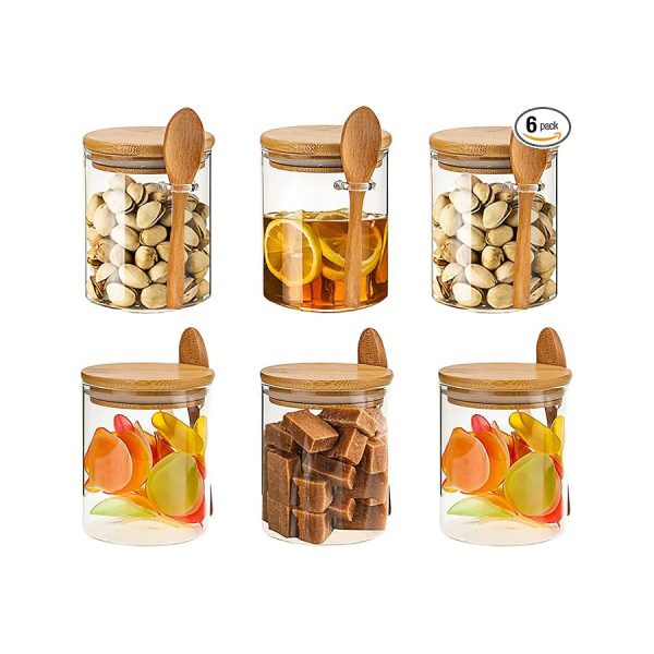Paquete de 6 Tarros de vidrio para almacenamiento de alimentos