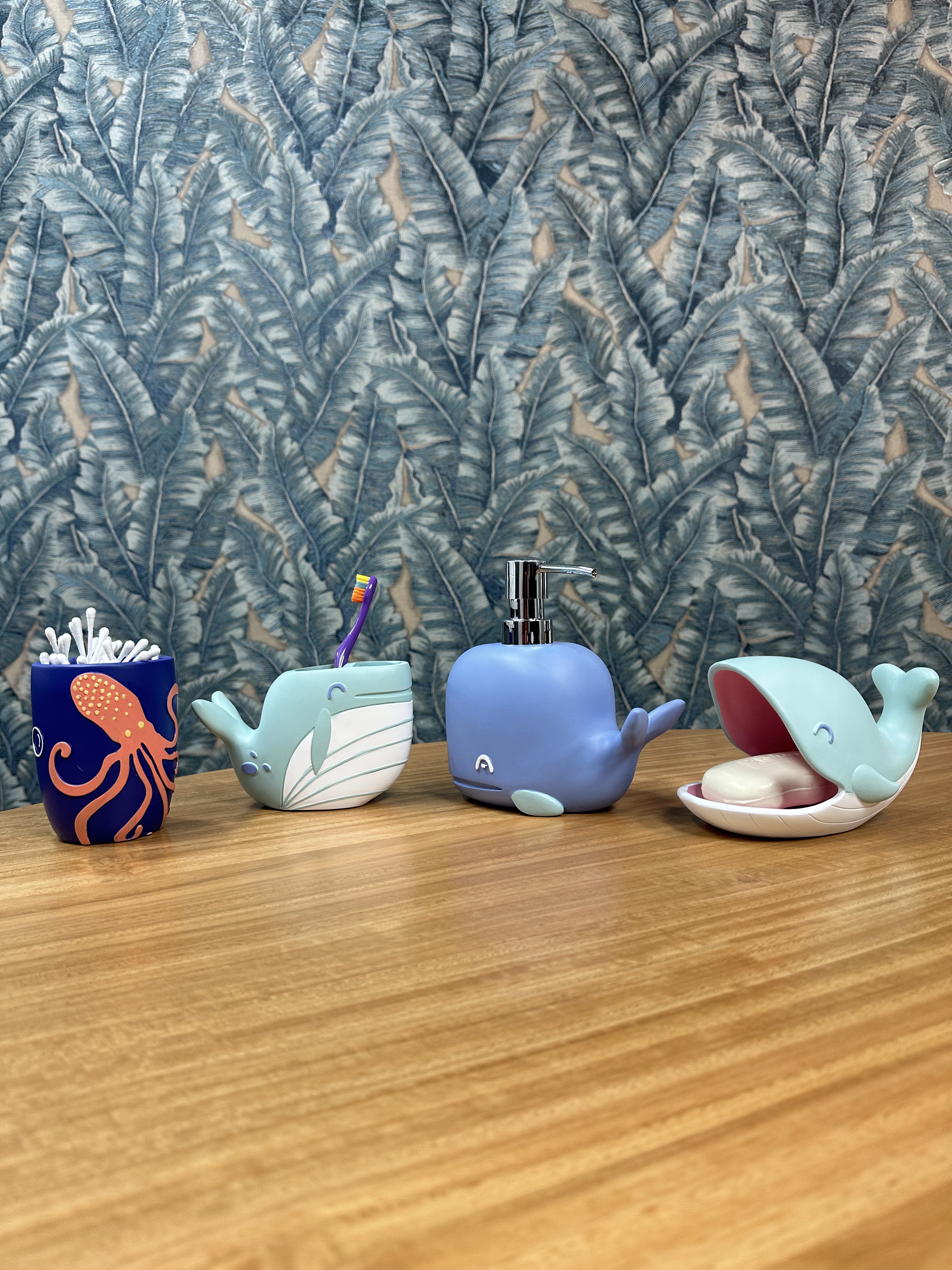 Juego de accesorios de baño de 4 piezas de ballenas